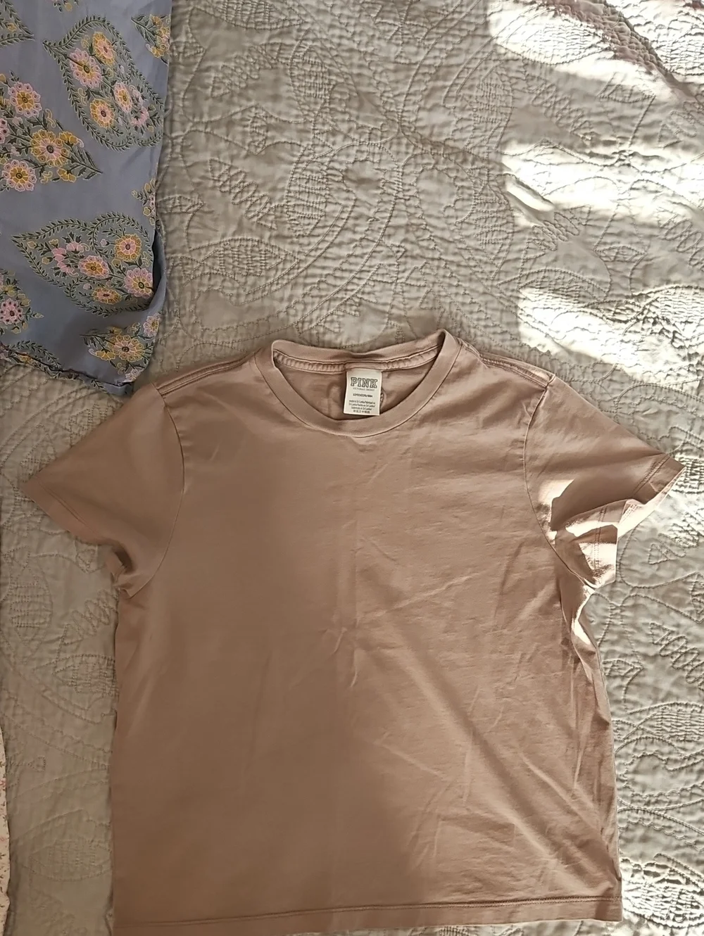 PINK Victoria's Secret Classic Crew Tee — Dusty Pink